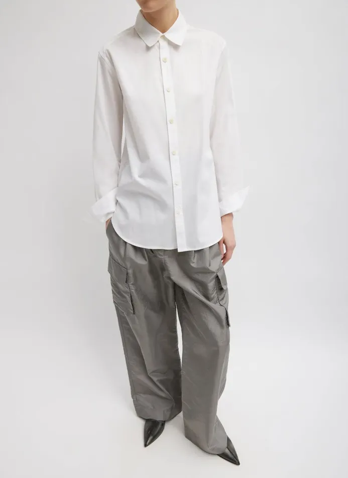 Women Pants and Shorts Tibi Crispy Nylon Stella Pleated Cargo Pant Grey