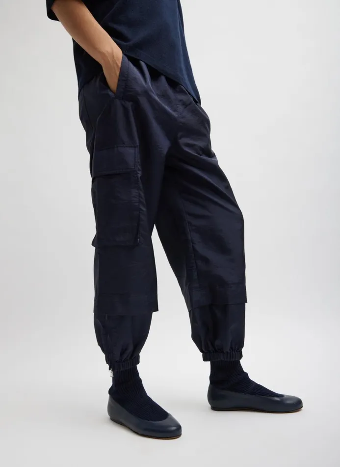 Women Pants and Shorts Tibi Crispy Nylon Wilt Pull On Jogger Navy