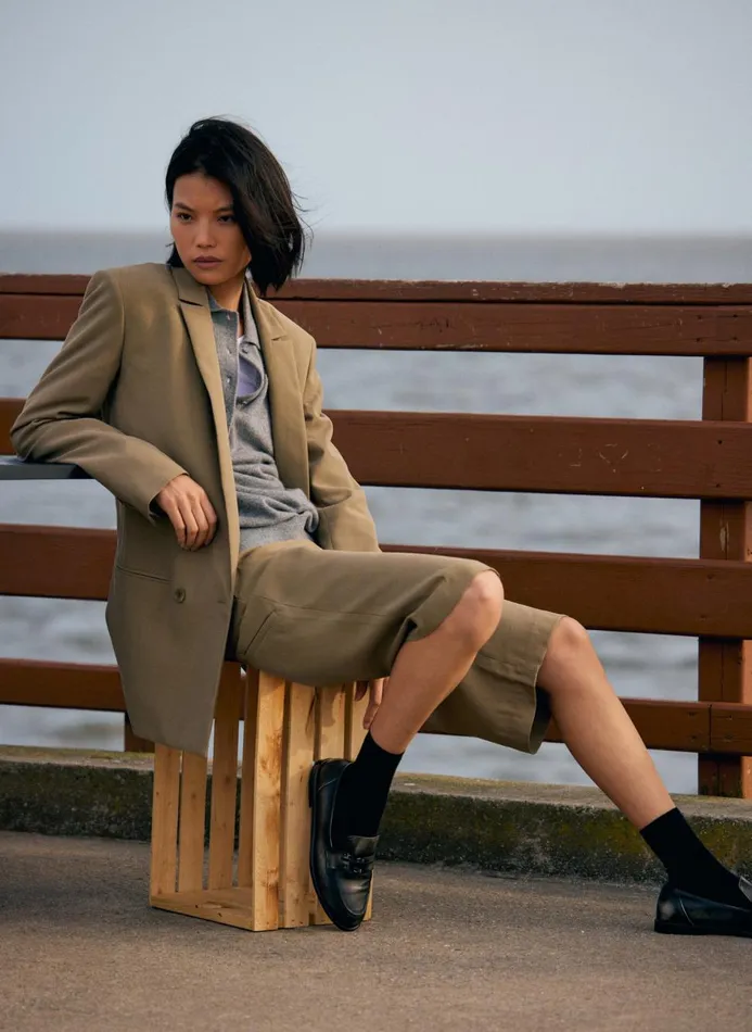 Women Pants and Shorts Tibi Fluid Suiting Short Walnut