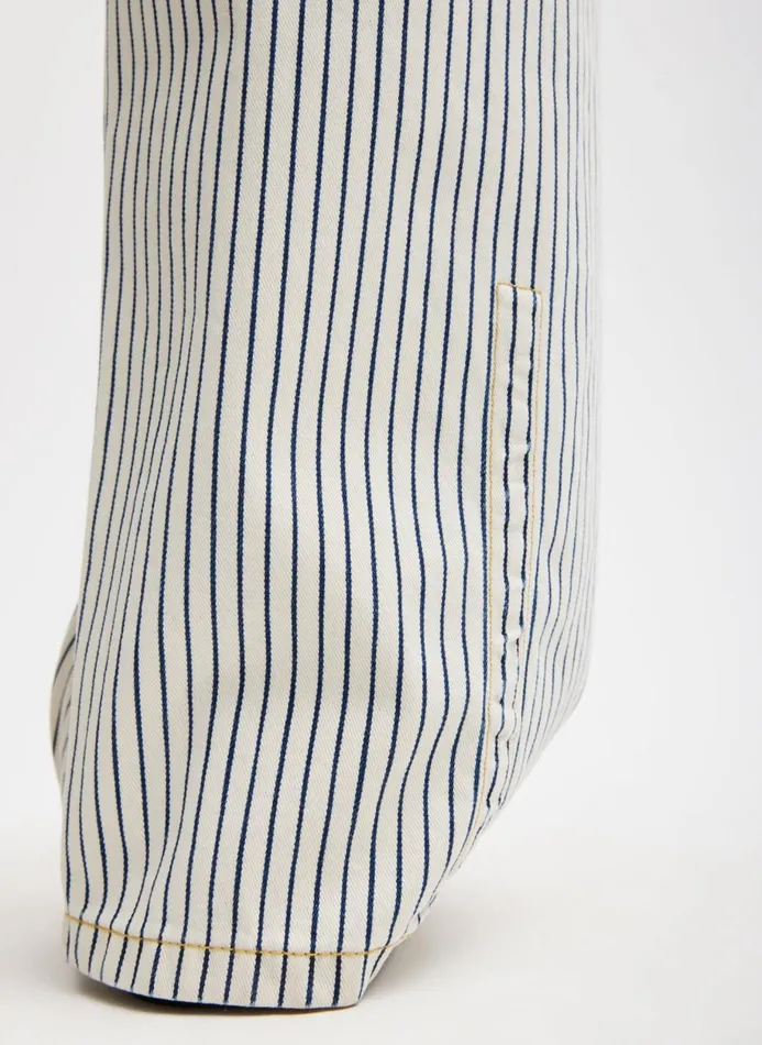 Women Pants and Shorts Tibi Stone Washed Striped Denim Sid Jean Navy Multi