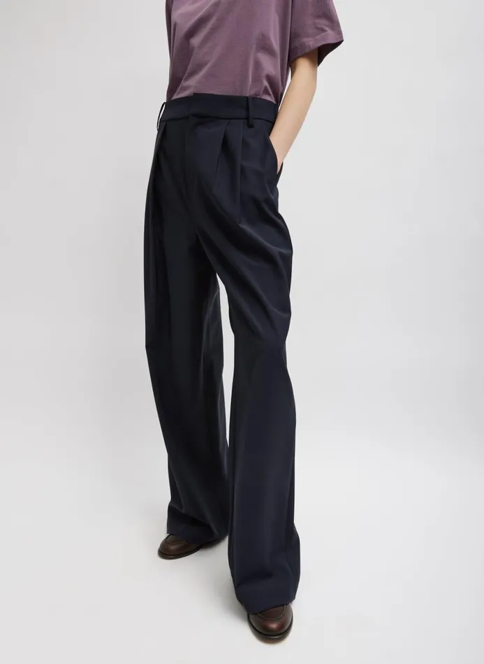 Women Pants and Shorts Tibi Tropical Wool Stella Pant Navy