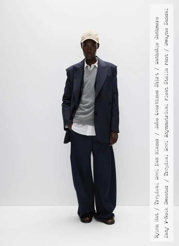 Women Pants and Shorts Tibi Tropical Wool Stella Pant Navy
