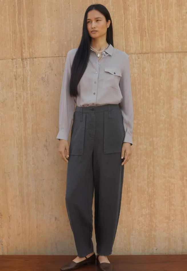 Women Patch Pocket Blouse Pale Mink Poetry Fashion Shirts and Tunics