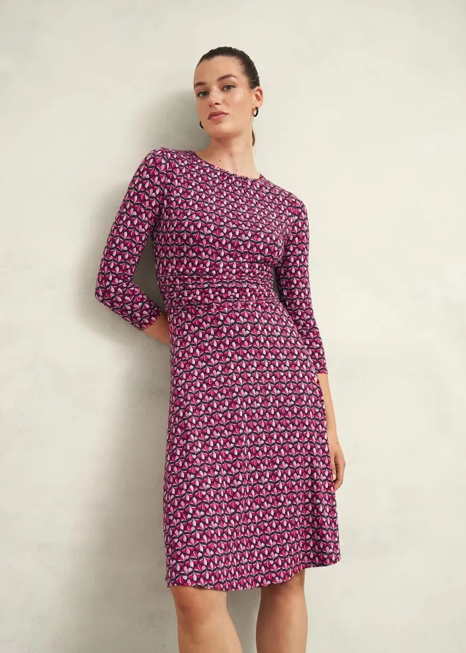 Women Petite Bayview Jersey Dress Pink Multi Hobbs Dresses and Jumpsuits