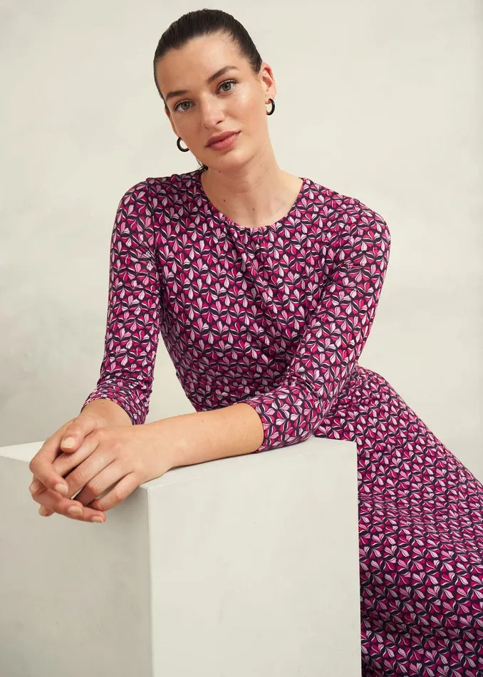 Women Petite Bayview Jersey Dress Pink Multi Hobbs Dresses and Jumpsuits