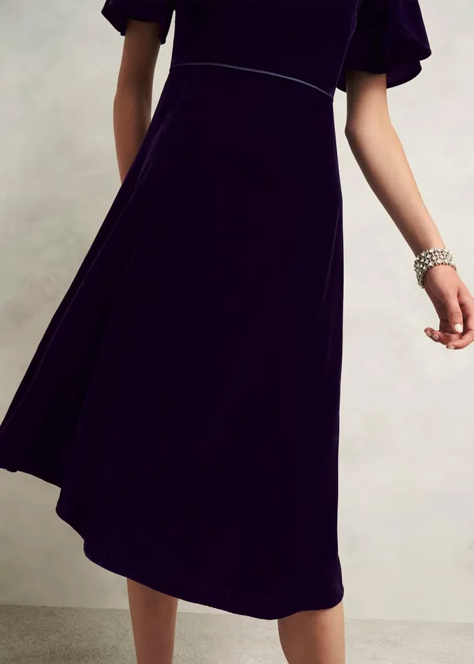 Women Petite Catalina Velvet Dress Midnight Navy Hobbs Dresses and Jumpsuits