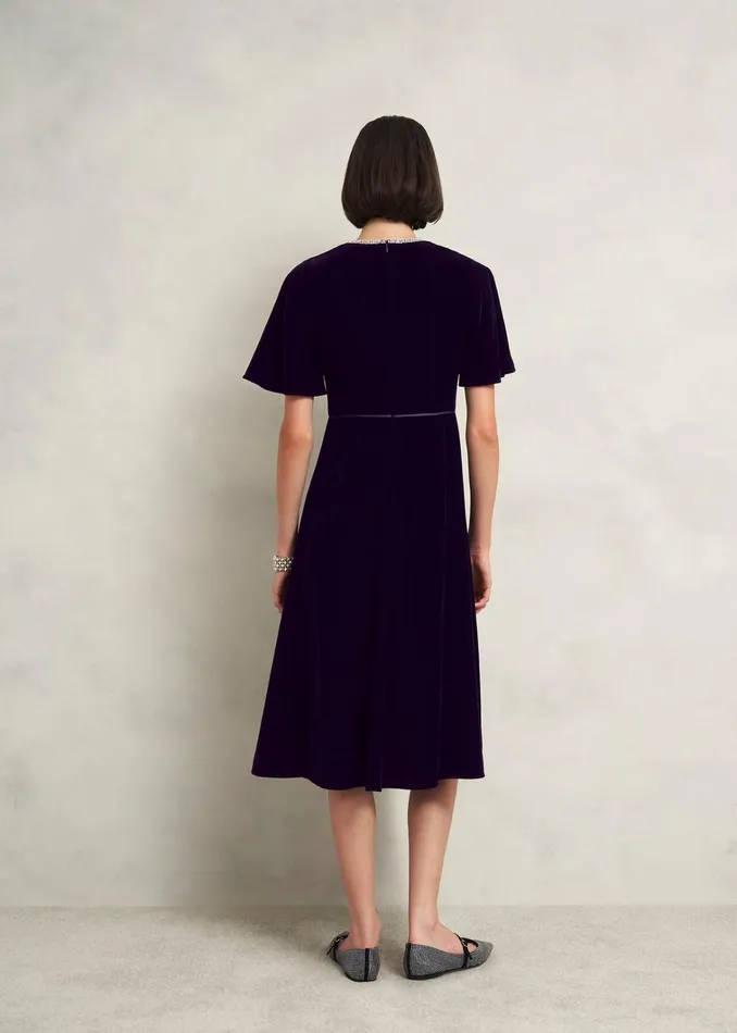 Women Petite Catalina Velvet Dress Midnight Navy Hobbs Dresses and Jumpsuits