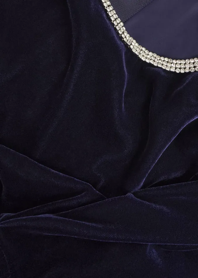 Women Petite Catalina Velvet Dress Midnight Navy Hobbs Dresses and Jumpsuits
