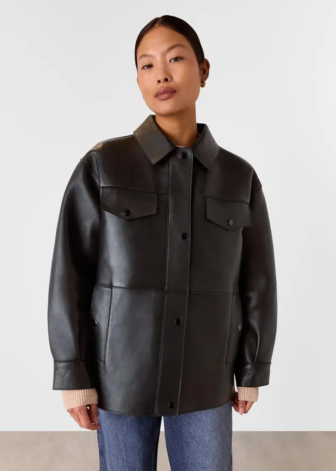 Women Petite Coats and Jackets Whistles Black Petite Clean Bonded Leather Jacket