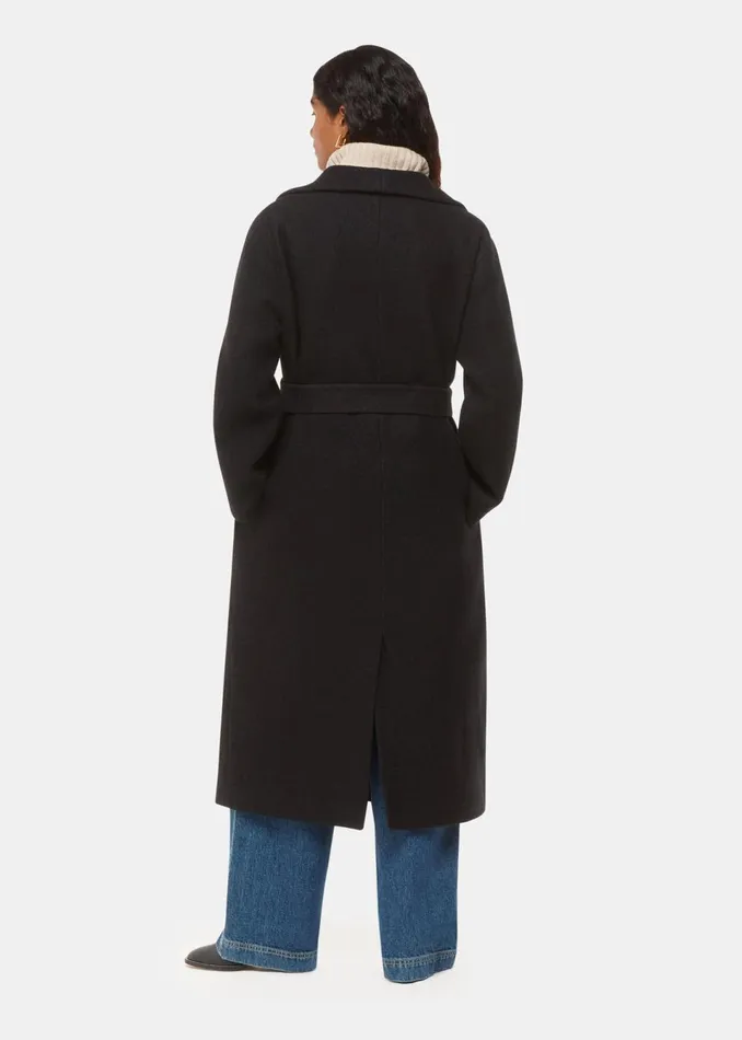 Women Petite Coats and Jackets Whistles Black Petite Morgan Funnel Neck Coat