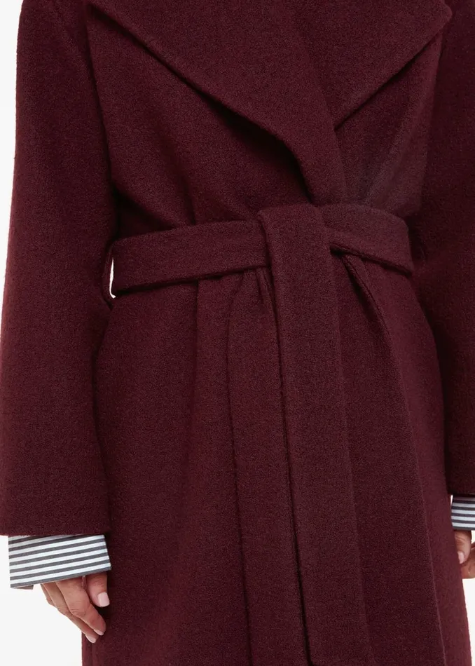 Women Petite Coats and Jackets Whistles Burgundy Petite Lorna Wrap Wool Coat