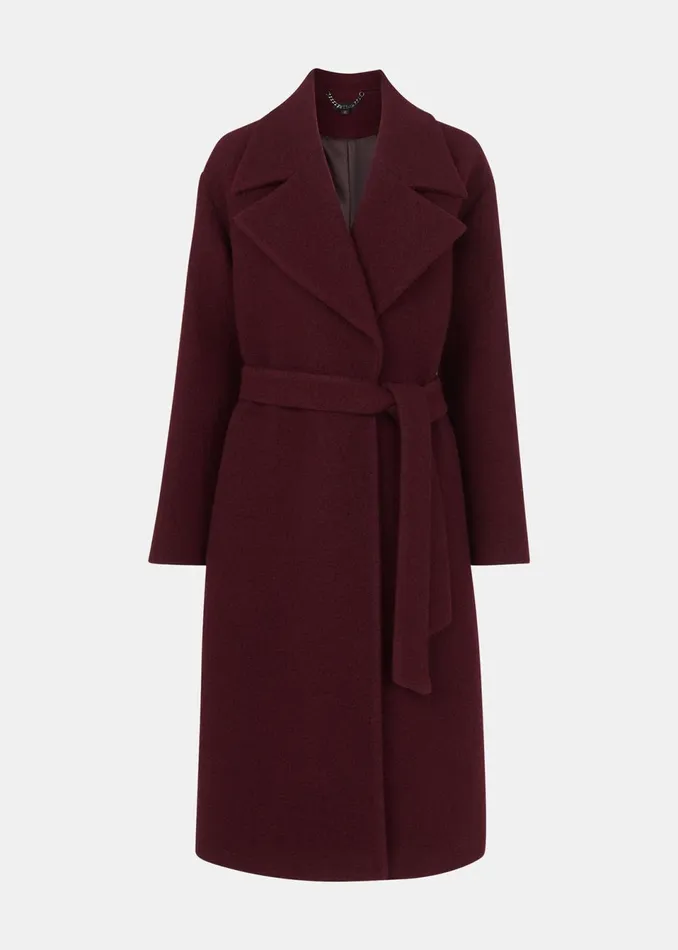 Women Petite Coats and Jackets Whistles Burgundy Petite Lorna Wrap Wool Coat