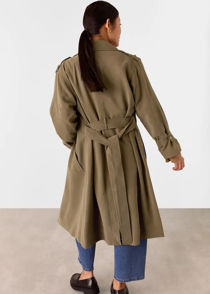 Women Petite Coats and Jackets Whistles Khaki Petite Riley Trench Coat