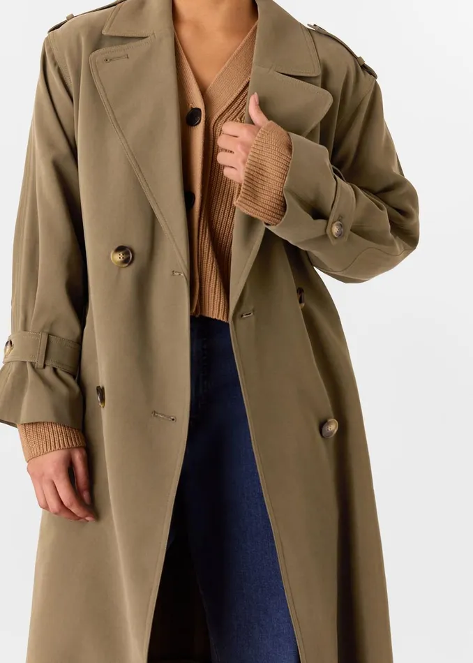 Women Petite Coats and Jackets Whistles Khaki Petite Riley Trench Coat
