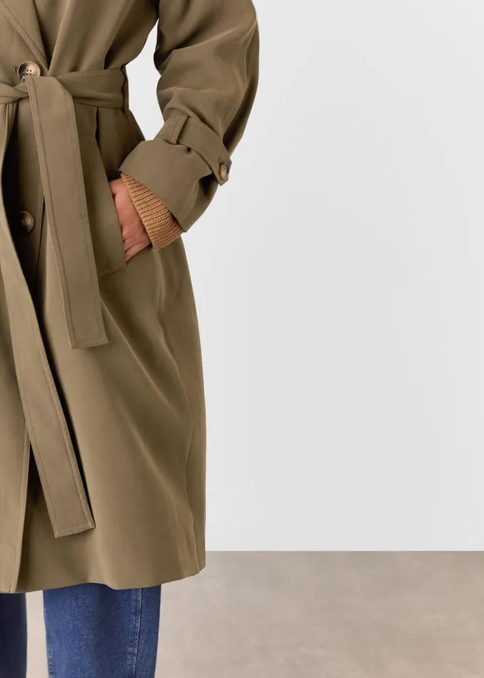 Women Petite Coats and Jackets Whistles Khaki Petite Riley Trench Coat