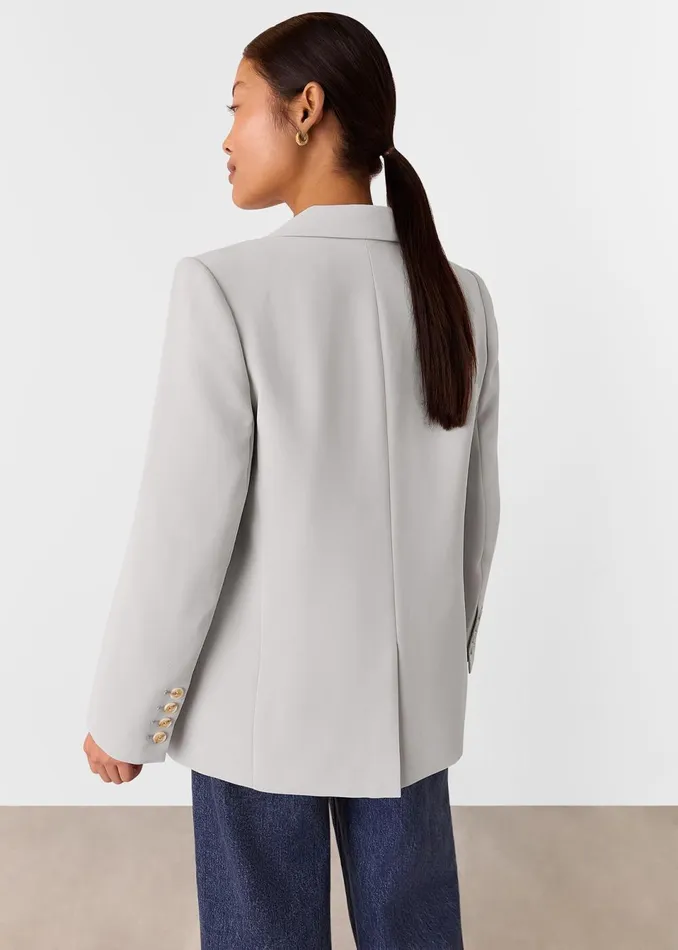 Women Petite Coats and Jackets Whistles Neutral Petite Crepe Boyfriend Blazer