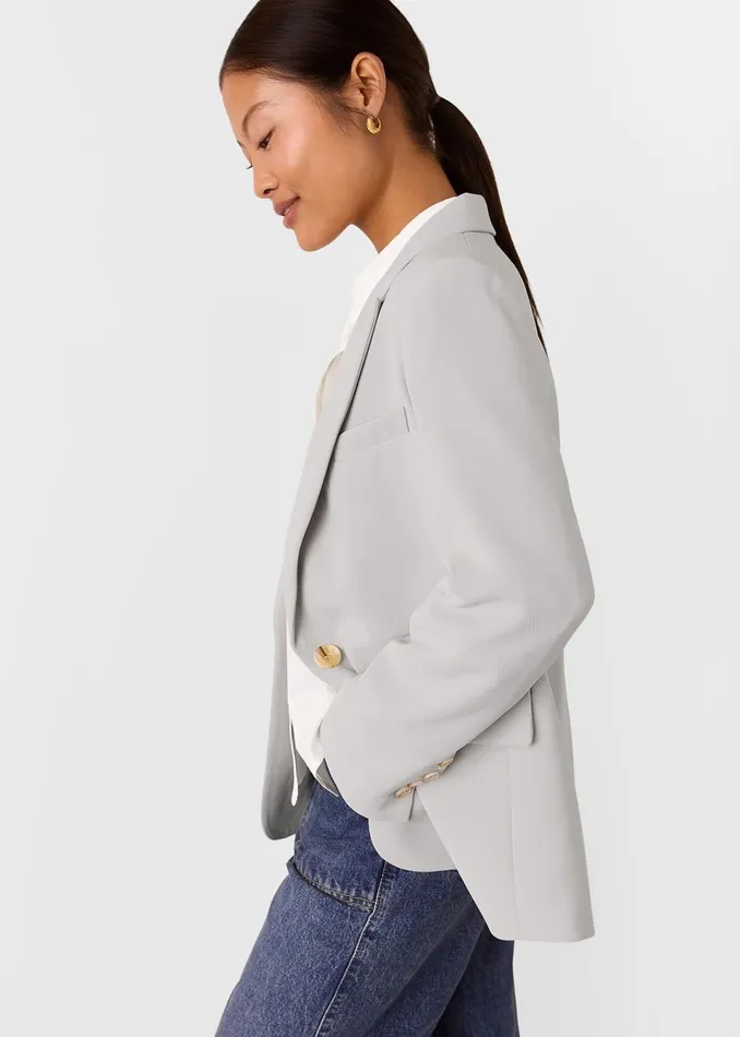 Women Petite Coats and Jackets Whistles Neutral Petite Crepe Boyfriend Blazer