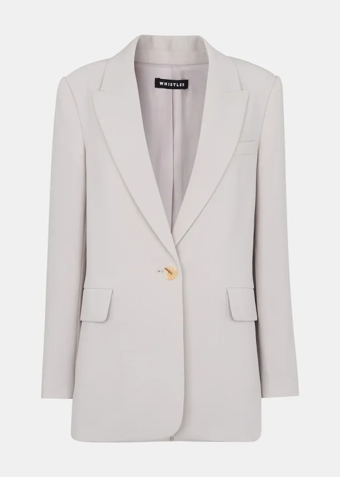 Women Petite Coats and Jackets Whistles Neutral Petite Crepe Boyfriend Blazer