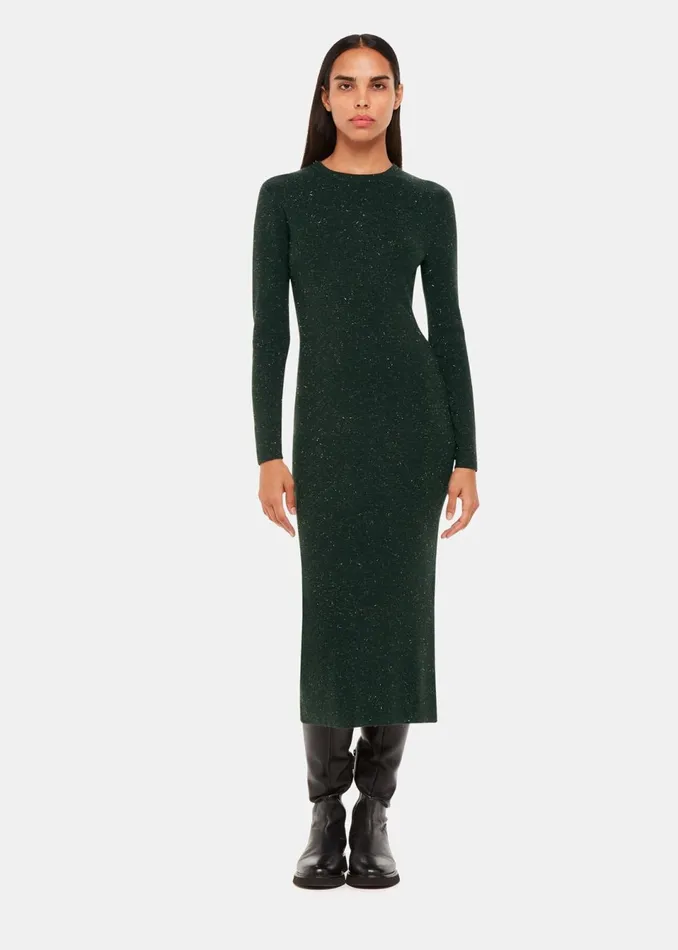 Women Petite Dresses and Jumpsuits Whistles Dark Green Petite Annie Sparkle Knit Dress