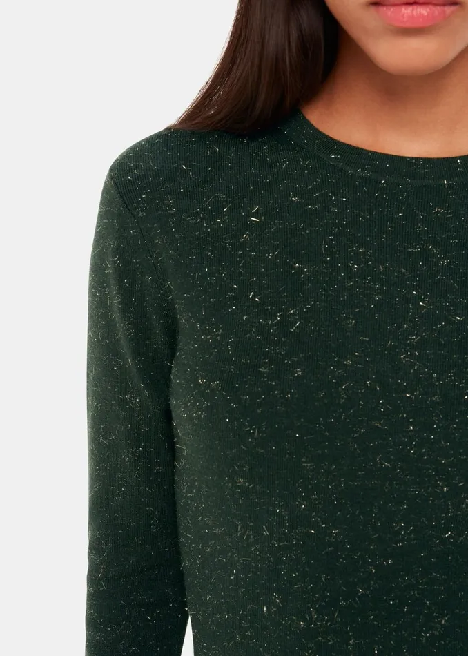 Women Petite Dresses and Jumpsuits Whistles Dark Green Petite Annie Sparkle Knit Dress