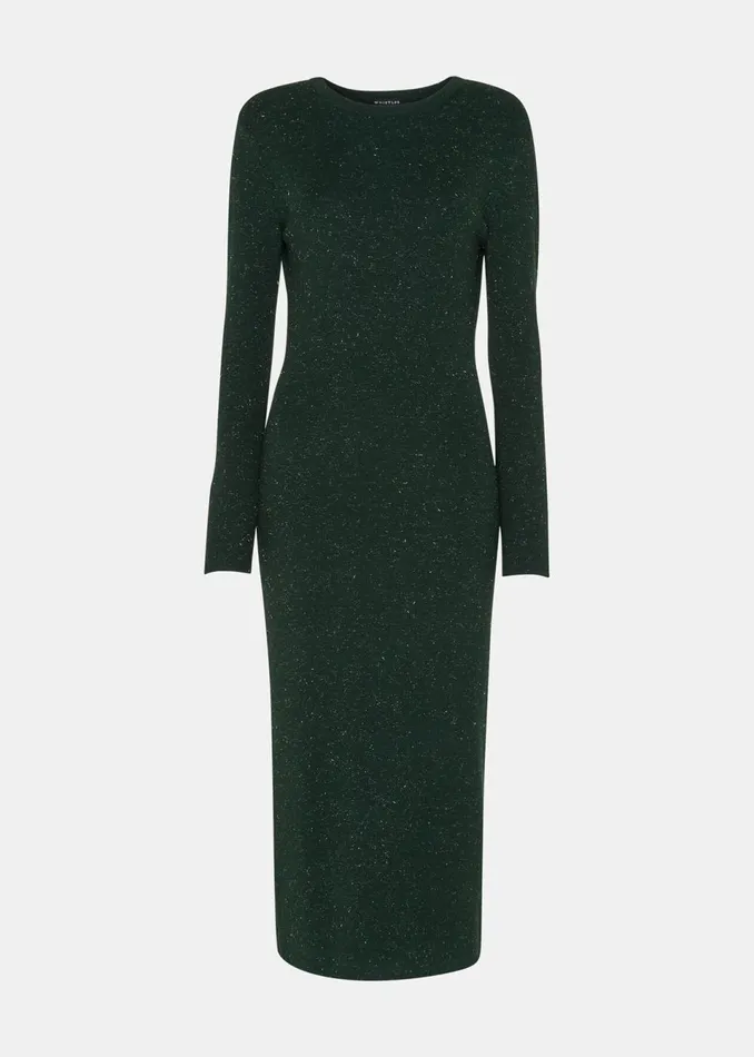 Women Petite Dresses and Jumpsuits Whistles Dark Green Petite Annie Sparkle Knit Dress