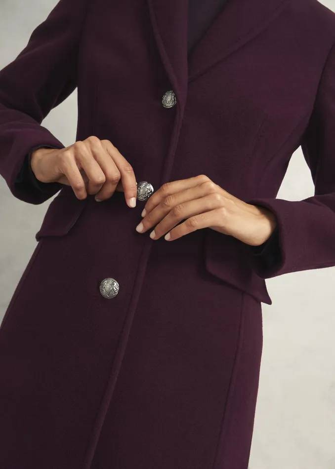 Women Petite Edwina Wool Blend Coat Wine Hobbs Coats and Jackets