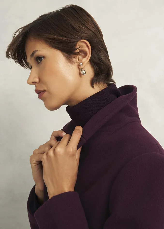 Women Petite Edwina Wool Blend Coat Wine Hobbs Coats and Jackets