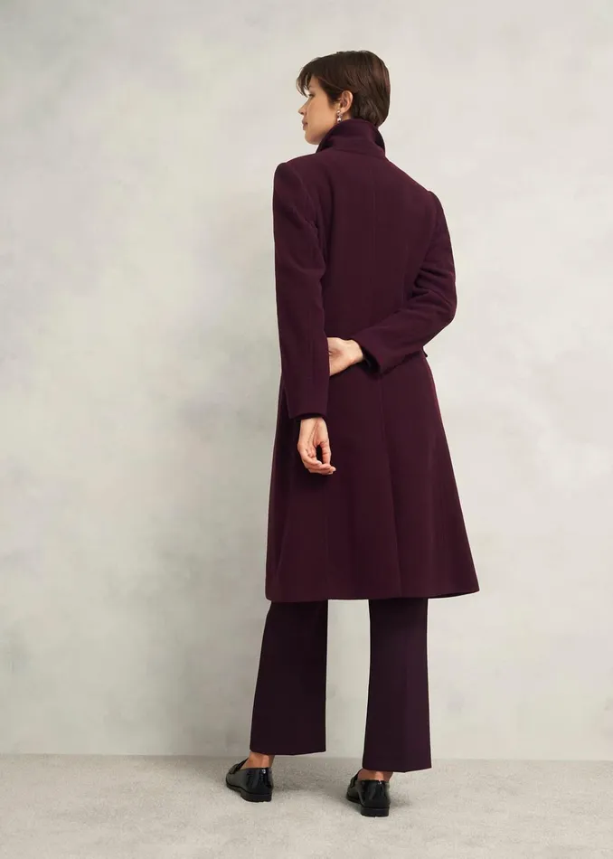 Women Petite Edwina Wool Blend Coat Wine Hobbs Coats and Jackets