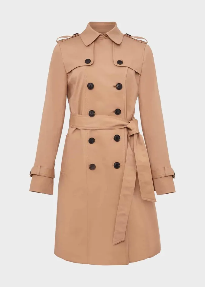 Women Petite Saskia Shower Resistant Trench Coat Tan Hobbs Coats and Jackets