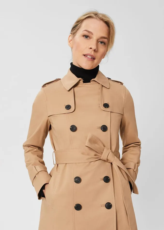 Women Petite Saskia Shower Resistant Trench Coat Tan Hobbs Coats and Jackets