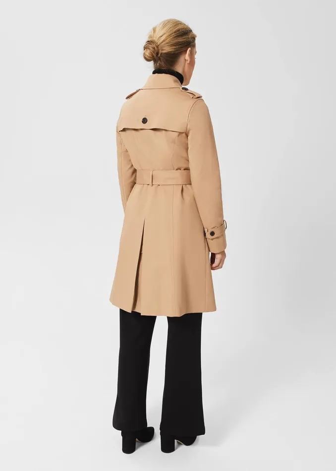 Women Petite Saskia Shower Resistant Trench Coat Tan Hobbs Coats and Jackets