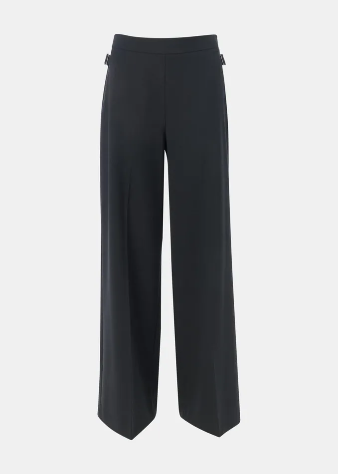 Women Petite Tailoring Whistles Black Petite Wool Blend Tab Detail Trouser