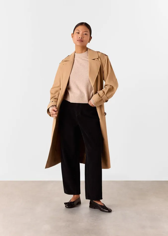 Women Petite Trousers and Jeans Whistles Black Petite High Waist Cord Barrel Jean