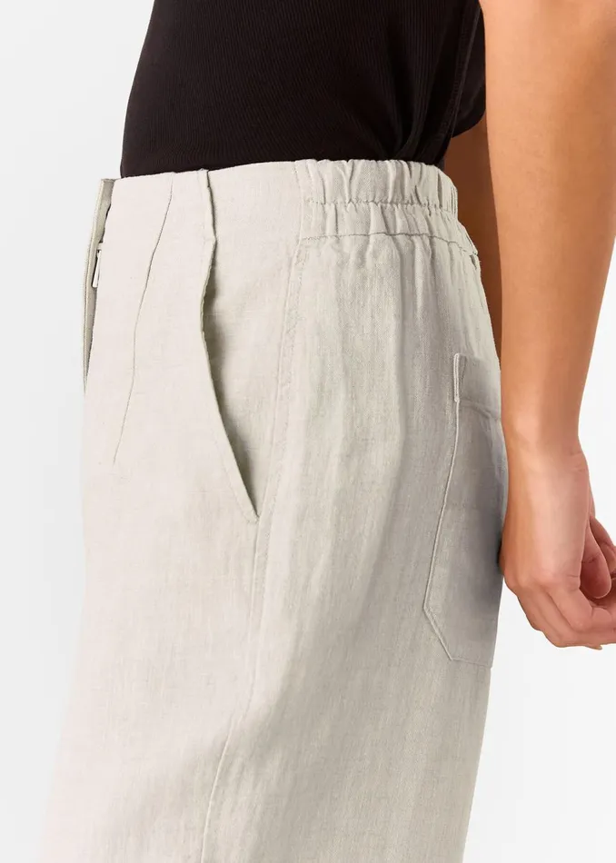 Women Petite Trousers and Jeans Whistles Oatmeal Petite Linen Barrel Leg Trouser
