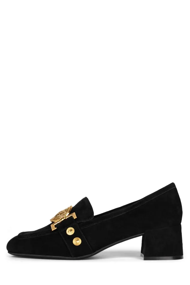Women Pump Jeffrey Campbell LIONETTE Black Suede Gold