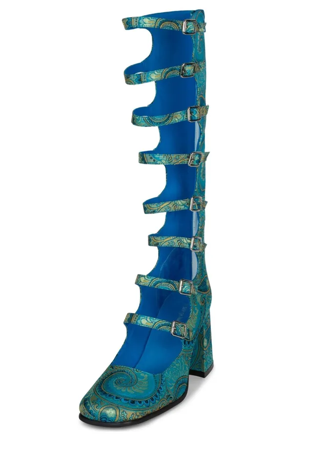 Women Pump Jeffrey Campbell MONSIEUR Blue Paisley