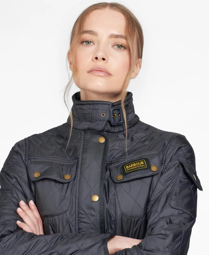 Women Quilted Jackets Barbour BIntl International Polarquilt Jacket Navy