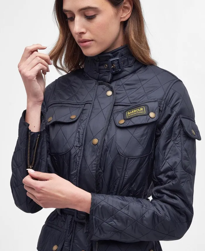 Women Quilted Jackets Barbour BIntl International Polarquilt Jacket Navy