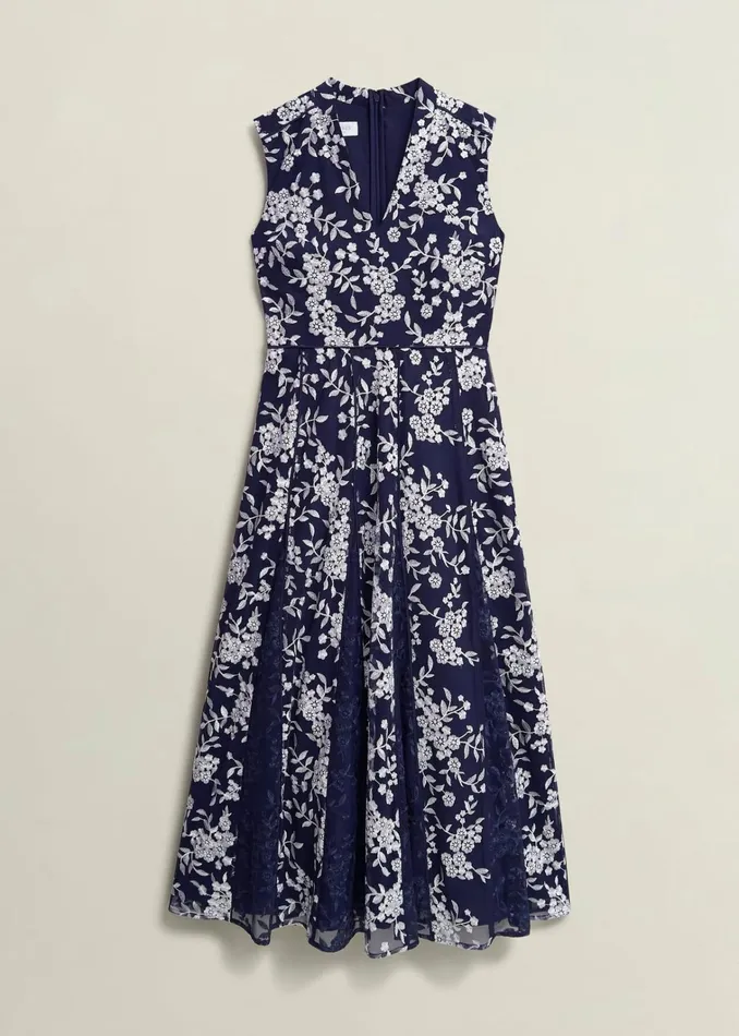 Women Quin Embroidered Dress Midnight Ivory Hobbs Dresses and Jumpsuits