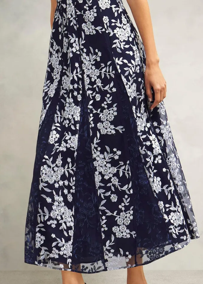 Women Quin Embroidered Dress Midnight Ivory Hobbs Dresses and Jumpsuits