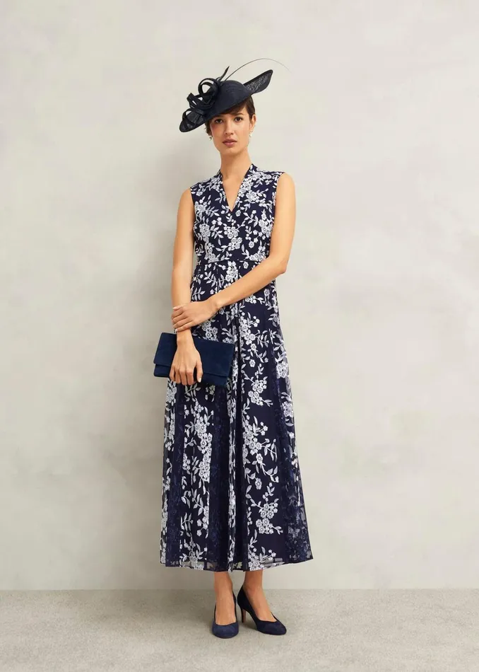 Women Quin Embroidered Dress Midnight Ivory Hobbs Dresses and Jumpsuits