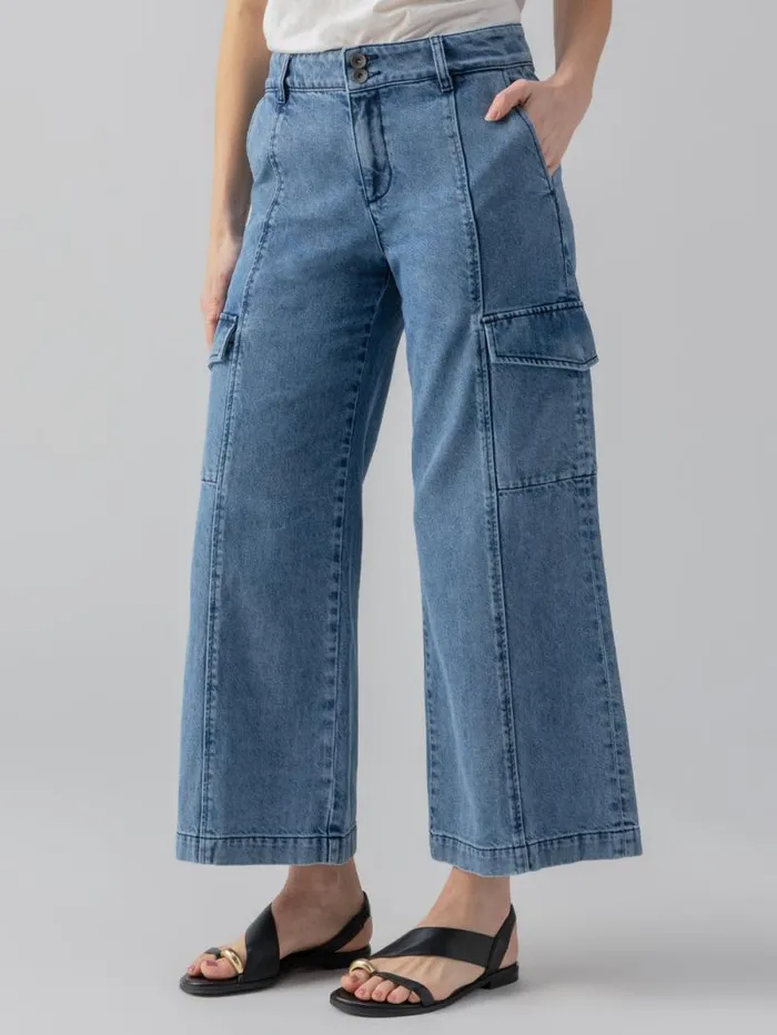 Women Rebel Wide Leg Standard Rise Pant Hazy Blue Sanctuary Clothing Pants