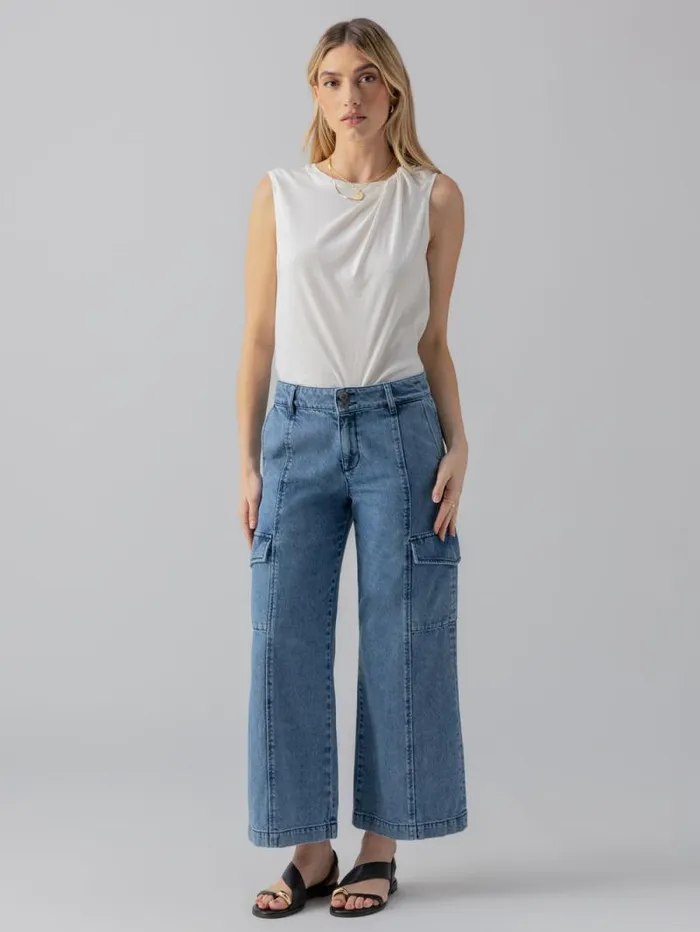 Women Rebel Wide Leg Standard Rise Pant Hazy Blue Sanctuary Clothing Pants