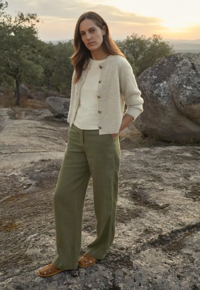 Women Relaxed Straightleg Trousers Poetry Fashion Trousers and Shorts