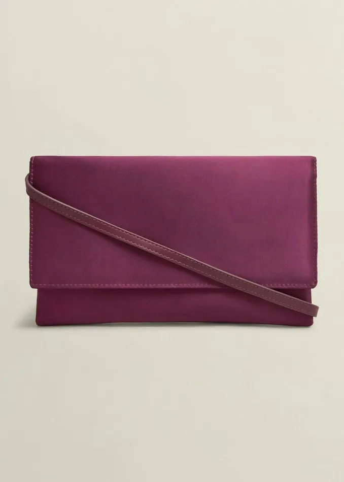 Women Renata Satin Clutch Bag Warm Plum Hobbs Bags