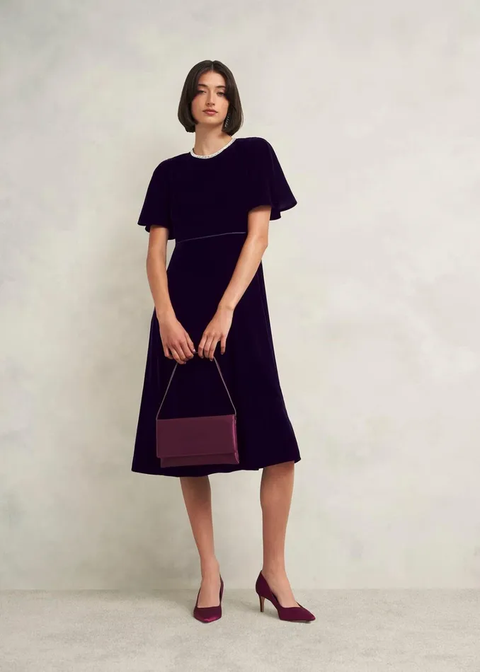 Women Renata Satin Clutch Bag Warm Plum Hobbs Bags