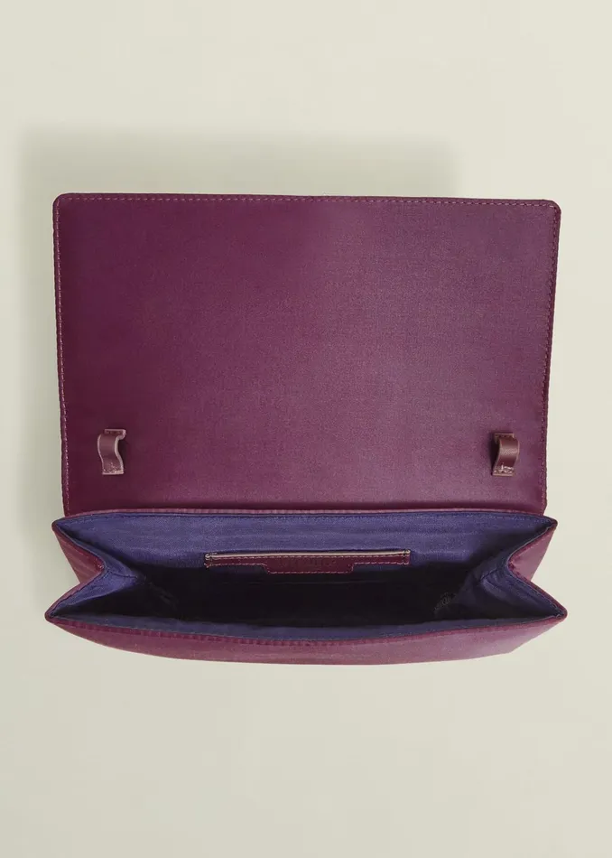 Women Renata Satin Clutch Bag Warm Plum Hobbs Bags
