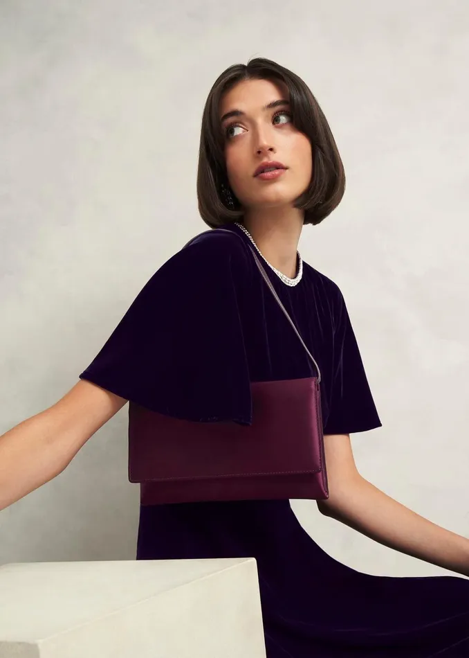 Women Renata Satin Clutch Bag Warm Plum Hobbs Bags