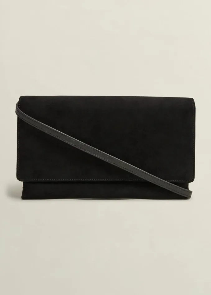 Women Renata Suede Clutch Bag Black Hobbs Bags
