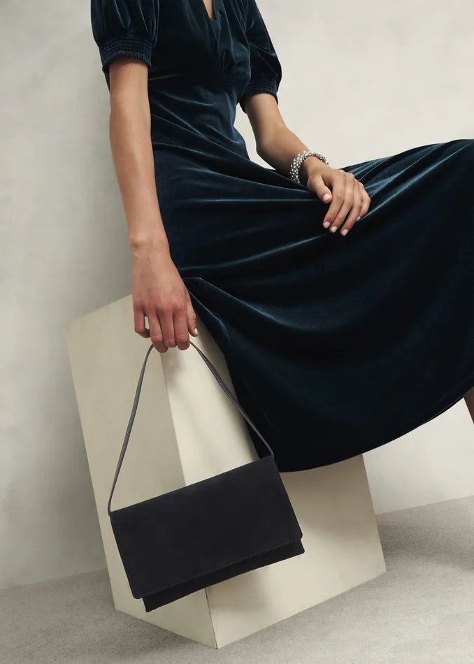 Women Renata Suede Clutch Bag Black Hobbs Bags